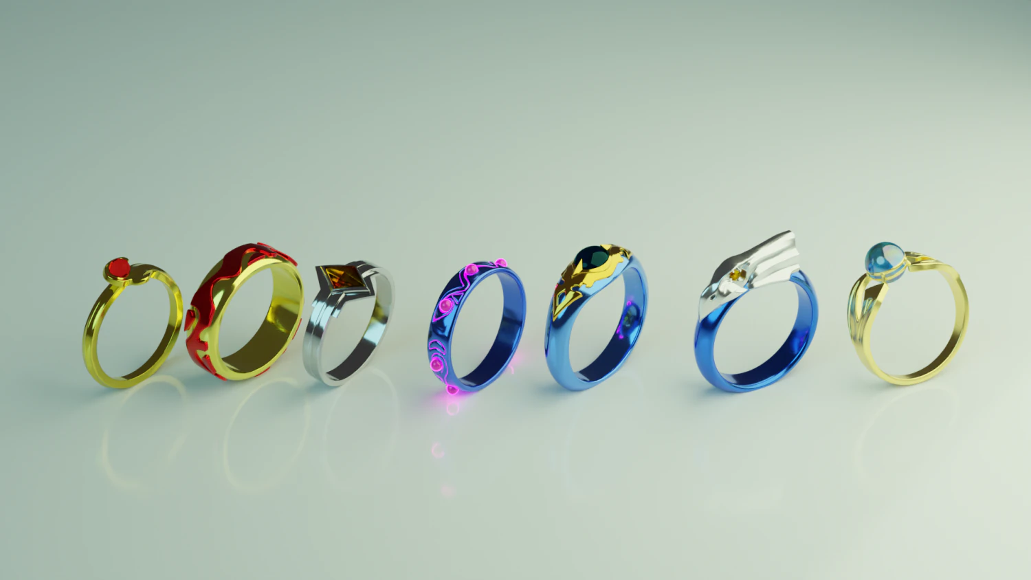 Seven rings from Dota 3D Model .c4d .max .obj .3ds .fbx .stl .blend 
