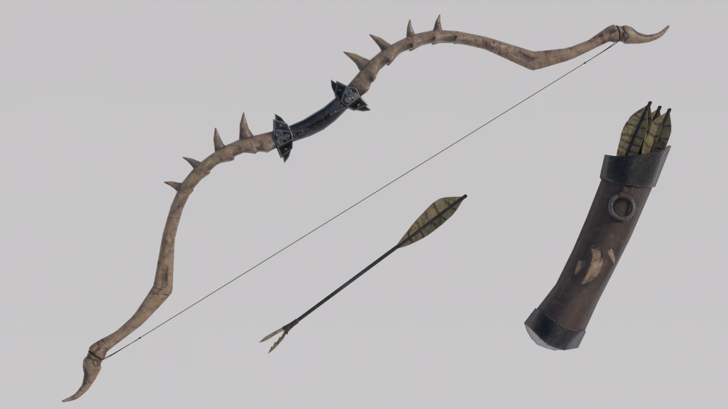 Dragon Bone Bow from Skyrim 3D Model .c4d .max .obj .3ds .fbx .stl .blend 