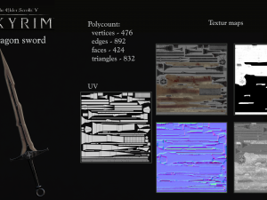 Dragon Bone Weapon Set from Skyrim 3D Model