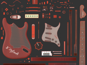 electric guitar pbr high-poly Modello 3D