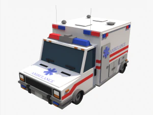 Низкополигональная скорая помощь 3D Модель