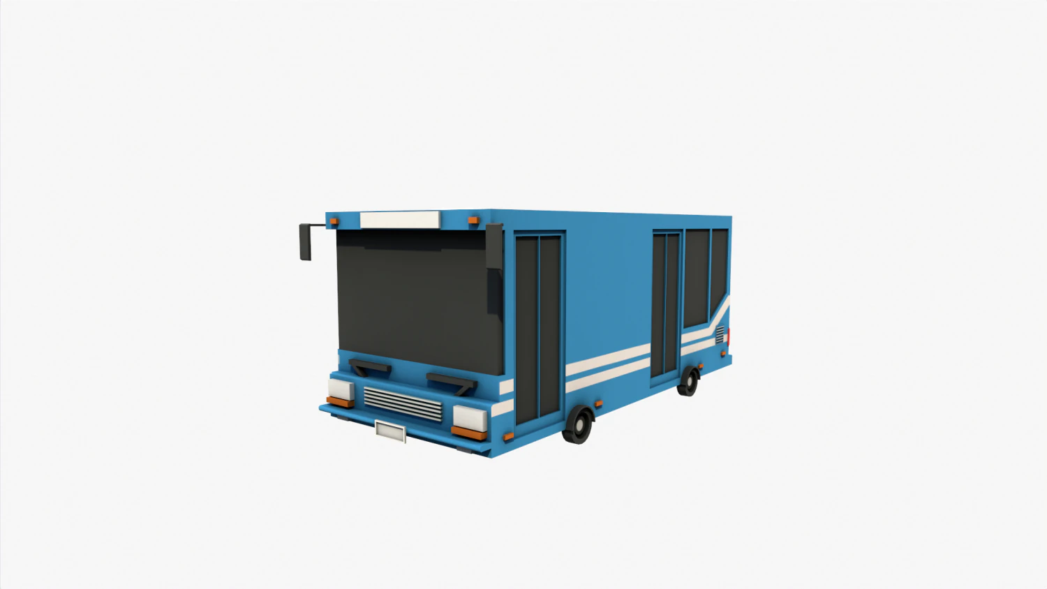Lowpoly Bus 3D Model .c4d .max .obj .3ds .fbx .stl .blend 