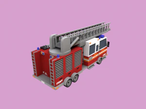 Lowpoly Firetruck 3D Model