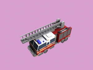 Lowpoly Firetruck Model 3D