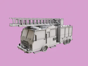 Lowpoly Firetruck 3D Model