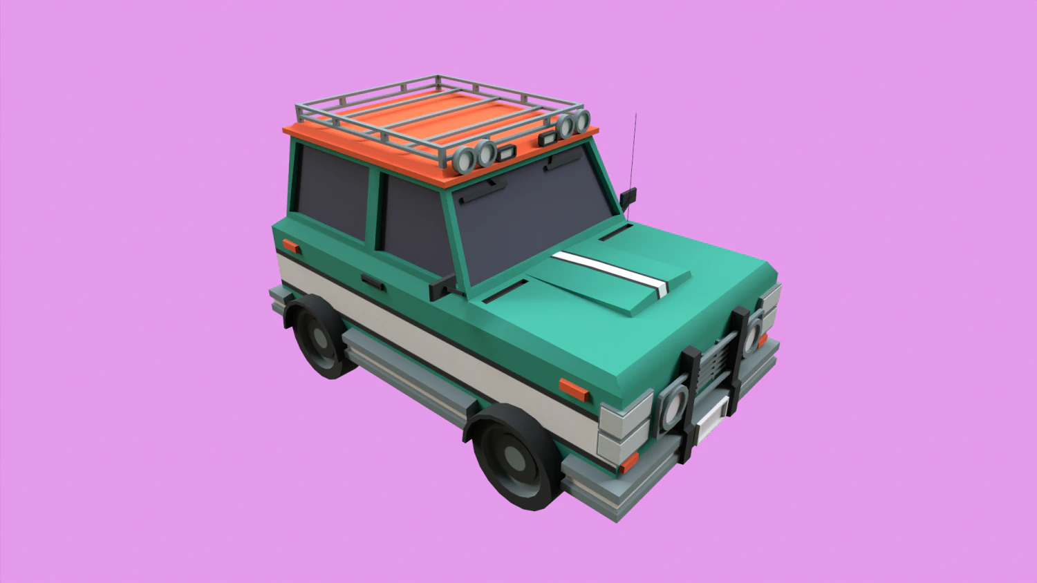Lowpoly Jeep 3D Model .c4d .max .obj .3ds .fbx .stl .blend 