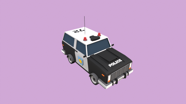 Lowpoly Police Car 3D Model .c4d .max .obj .3ds .fbx .stl .blend 