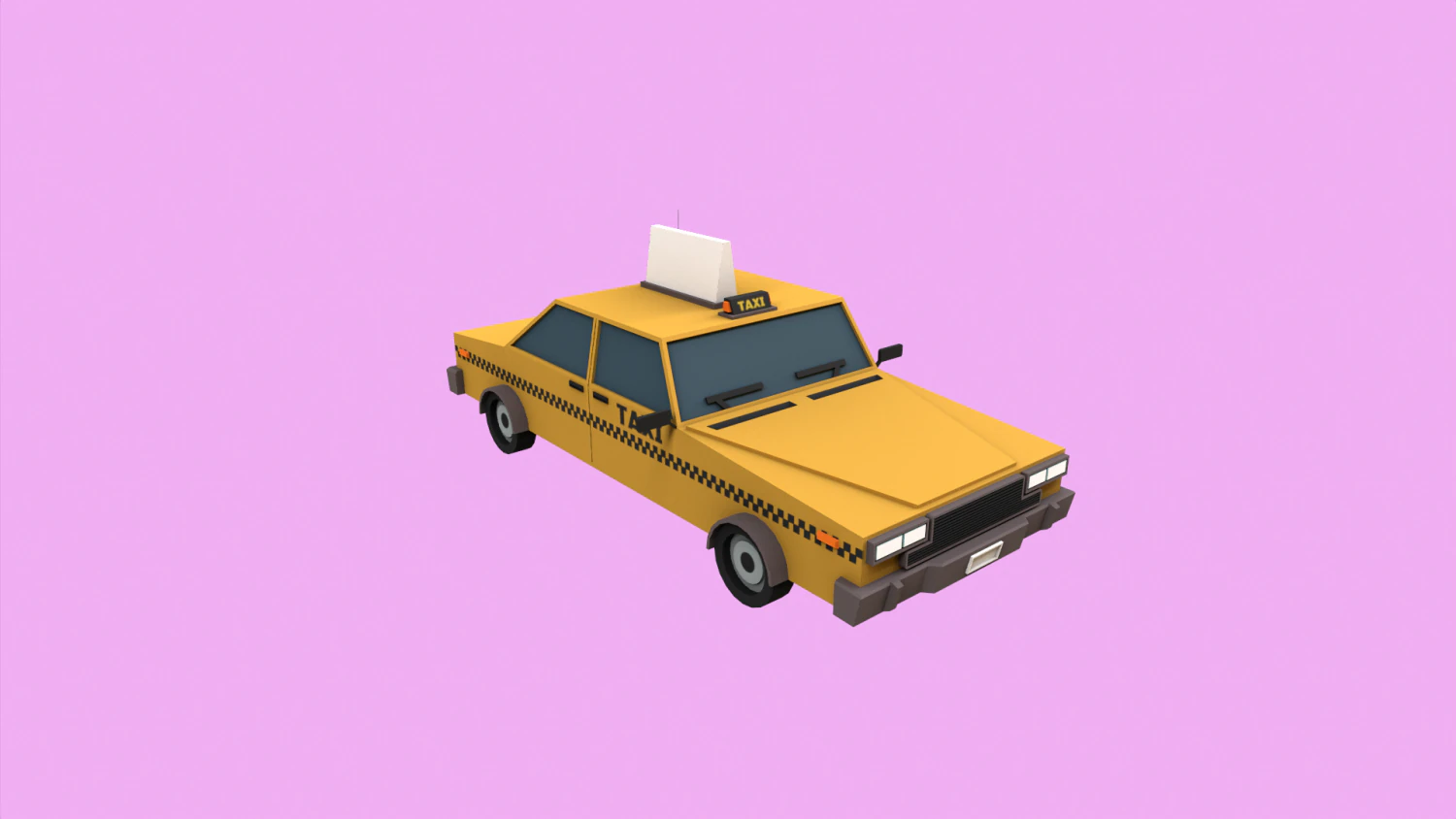Lowpoly Taxi 3D Model .c4d .max .obj .3ds .fbx .stl .blend 