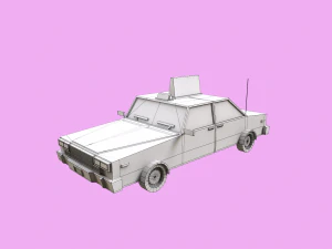 Lowpoly Taxi 3D Model