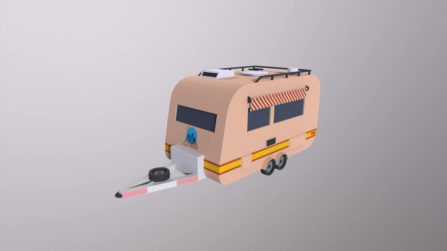 Lowpoly Trailer 3D Model .c4d .max .obj .3ds .fbx .stl .blend 