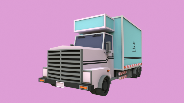 Lowpoly Bakery Truck Modèle 3D .c4d .max .obj .3ds .fbx .stl .blend 