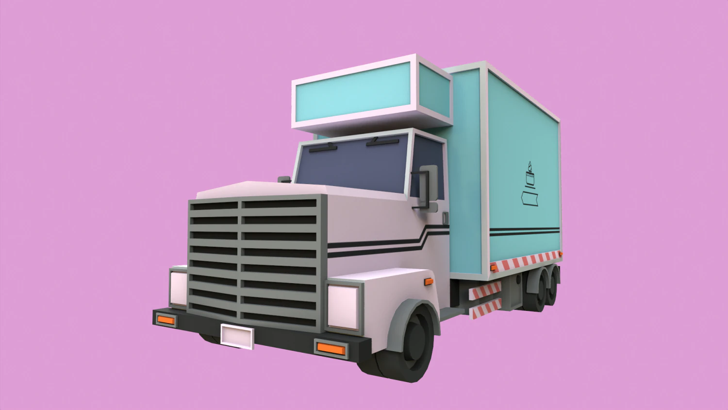 Lowpoly Bakery Truck 3D Model .c4d .max .obj .3ds .fbx .stl .blend 