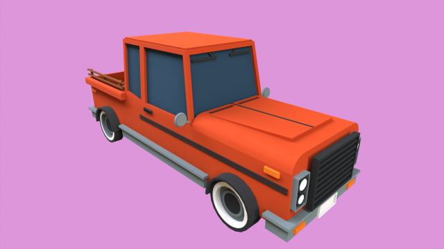 Lowpoly Pickup Truck 3Dモデル .c4d .max .obj .3ds .fbx .stl .blend 