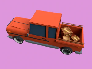 Lowpoly Pickup Truck 3D Model