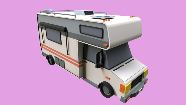 Lowpoly Camper Model 3D .c4d .max .obj .3ds .fbx .stl .blend 