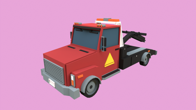 Lowpoly Tow Truck 3D Model .c4d .max .obj .3ds .fbx .stl .blend 