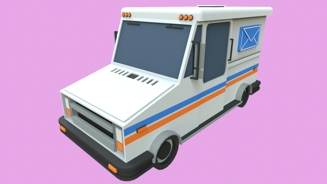 Lowpoly Mail Truck 3D मॉडल .c4d .max .obj .3ds .fbx .stl .blend 