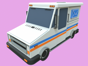 Lowpoly Mail Truck 3D 模型