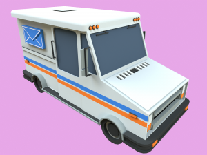 Lowpoly Mail Truck 3D मॉडल