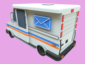 Lowpoly Mail Truck 3D मॉडल