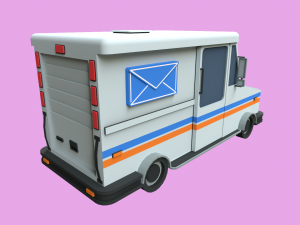 Lowpoly Mail Truck 3D मॉडल