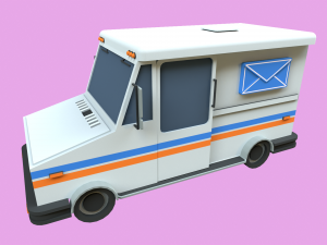 Lowpoly Mail Truck 3D मॉडल