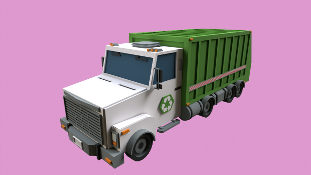 Lowpoly Garbage Truck Model 3D .c4d .max .obj .3ds .fbx .stl .blend 