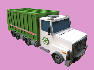 Lowpoly Garbage Truck Model 3D