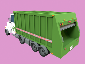 Lowpoly Garbage Truck Model 3D