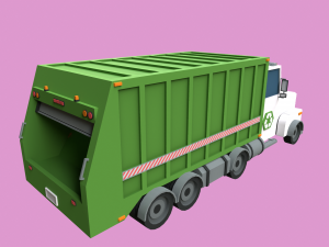 Lowpoly Garbage Truck Model 3D