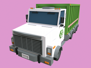 Lowpoly Garbage Truck Model 3D