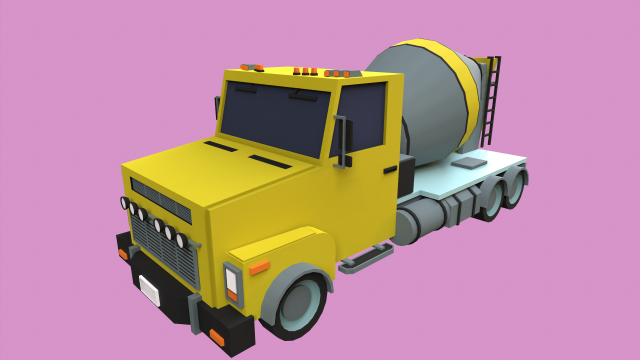 Lowpoly Concrete Mixer Truck Modello 3D .c4d .max .obj .3ds .fbx .stl .blend 