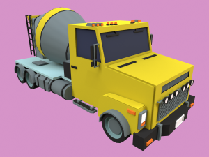 Lowpoly Concrete Mixer Truck Modello 3D