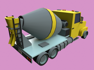 Lowpoly Concrete Mixer Truck Modello 3D