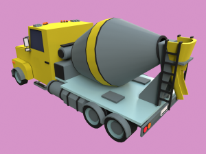 Lowpoly Concrete Mixer Truck Modello 3D