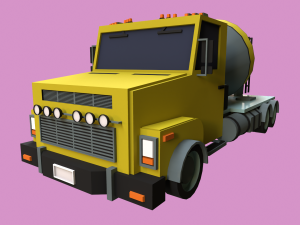 Lowpoly Concrete Mixer Truck Modello 3D