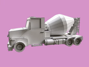 Lowpoly Concrete Mixer Truck 3D Model