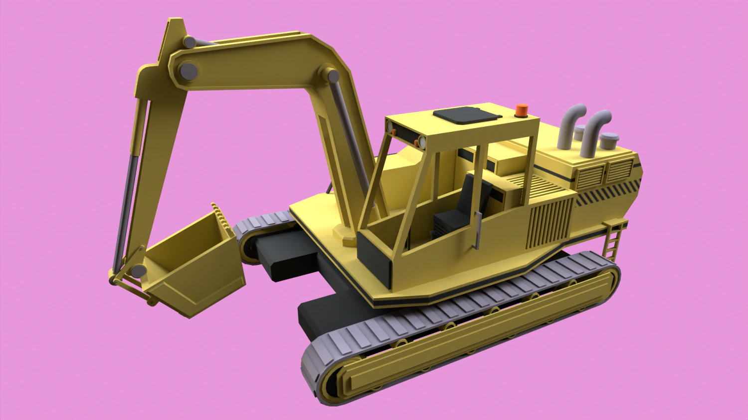 Lowpoly Excavator 3D Model .c4d .max .obj .3ds .fbx .stl .blend 