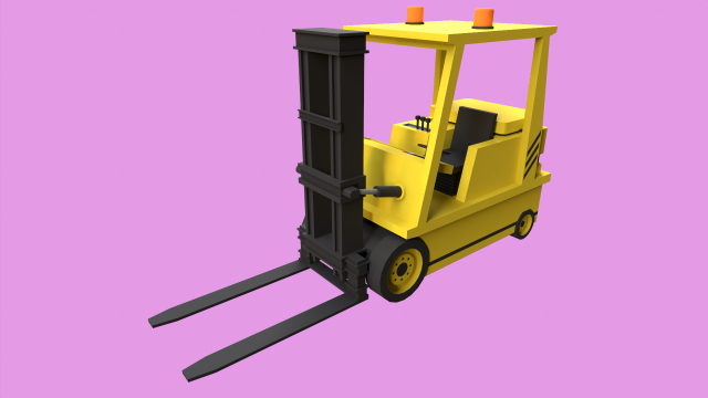 Lowpoly Forklift 3D 模型 .c4d .max .obj .3ds .fbx .stl .blend 