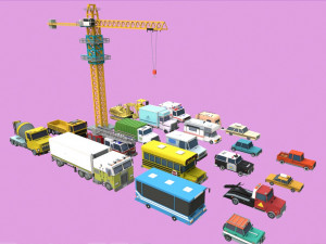 Lowpoly City Cars Pack 3D Модель