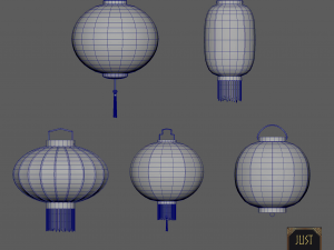 Game-ready pack of Chinese lanterns Model 3D