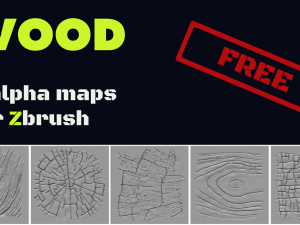 Free wood alpha maps for ZBrush 3D 模型