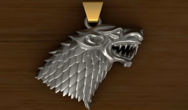 3d printable game of thrones stark house - wolf pendant Model do druku 3D .c4d .max .obj .3ds .fbx .stl .blend 