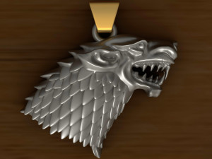 3d printable game of thrones stark house - wolf pendant 3D 打印模型