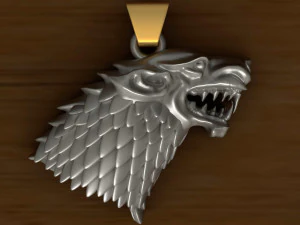 Gra o tron ​​Stark House do druku 3D &ndash; wisiorek z wilkiem Model do druku 3D