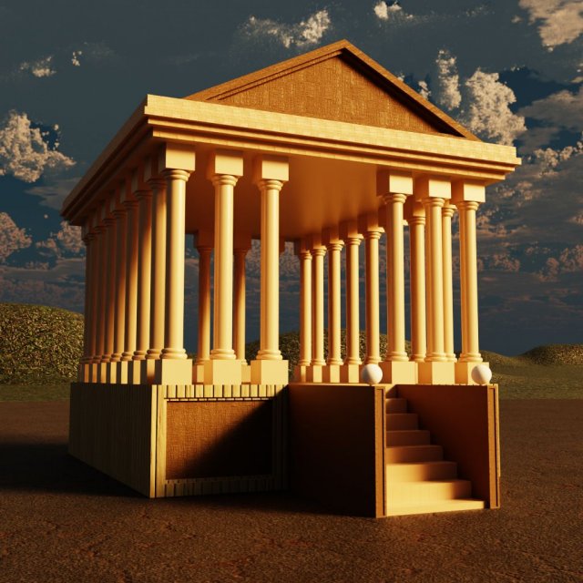 Greek-style building 3D Model .c4d .max .obj .3ds .fbx .stl .blend 