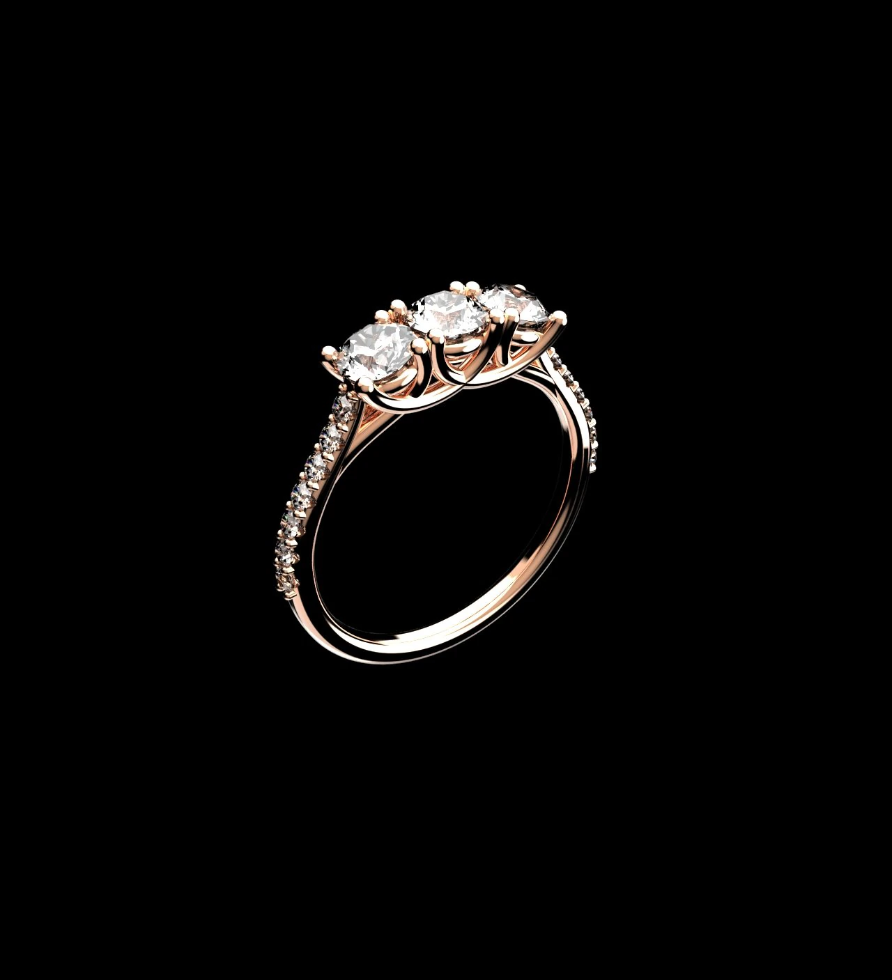 trilogy ring 3D Print Model .c4d .max .obj .3ds .fbx .stl .blend 