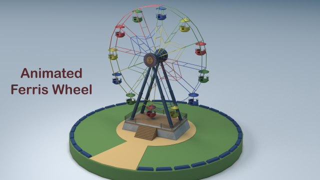 Lowpoly Ferris wheel for Park and Game - Animated 3D Model .c4d .max .obj .3ds .fbx .stl .blend 