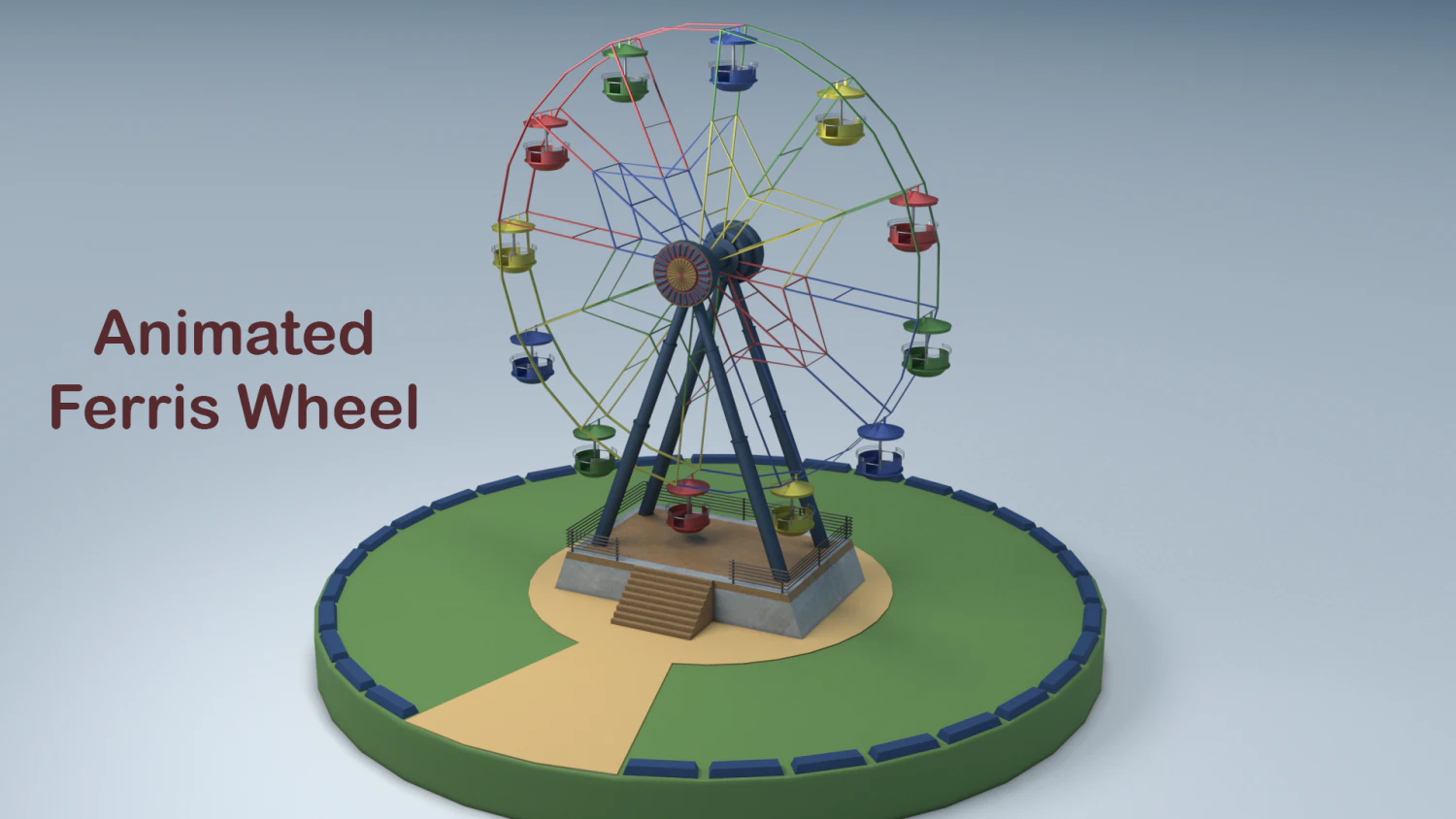Lowpoly Ferris wheel for Park and Game - Animated 3D Model .c4d .max .obj .3ds .fbx .stl .blend