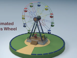 Колесо обозрения Lowpoly для парка и игры - анимированное 3D Модель